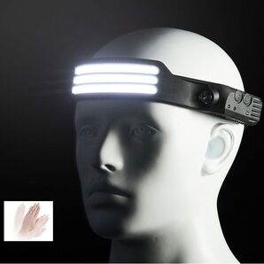 LED ヘッドライト 充電式 広角照明 超軽量 作業灯 キャンプ センサー 防災