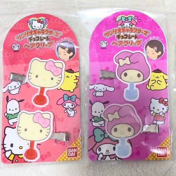 即購入可、新品未使用、サンリオ、ハローキティ、マイメロ、ヘアクリップ サンリオキャラクターズ ロリポップチョコチャーム