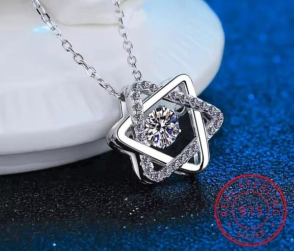 至高 最高級 スター 1ct モアサナイト ダイヤモンド ネックレス S925 シルバー プラチナコーティング 六芒星