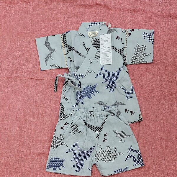 新品 甚平 子供 キッズ 男の子 恐竜 日本製 生地 甚平上下 セット 綿100% パジャマ
