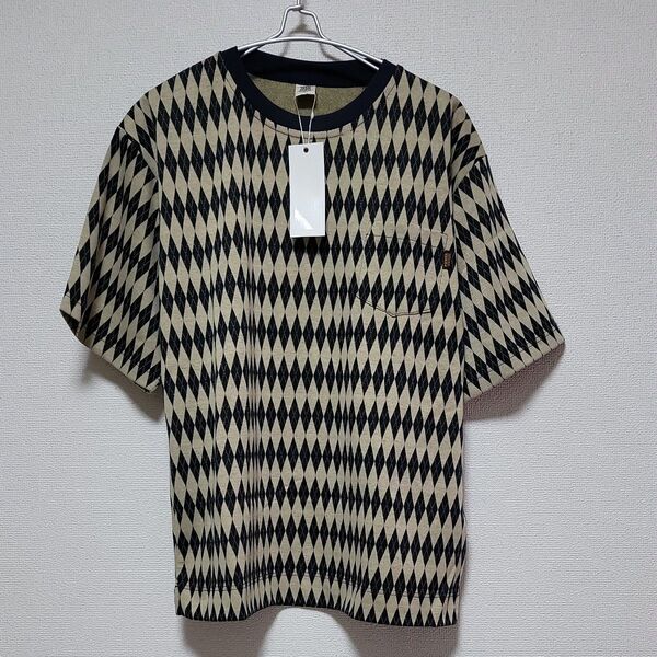 新品 POWAR TOTHE PEOPLE メンズ半袖シャツ Tシャツ ダイヤ柄 L