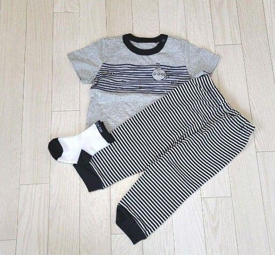 新品半額以下!コムサイズムギフトセット Tシャツ上下 ソックス 男の子 90 ベビーTシャツセットアップ 男の子