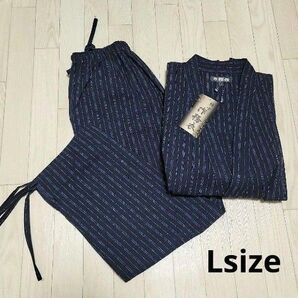 【新品】メンズ作務衣 L ルームウェアー 作業着 パジャマ 甚平