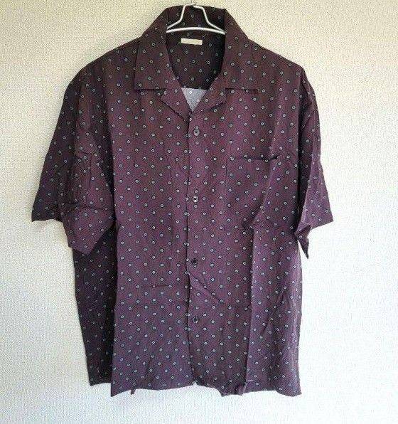 メンズオープンカラーシャツ 半袖シャツ L 総柄シャツ レーヨン アロハシャツ 半袖シャツ