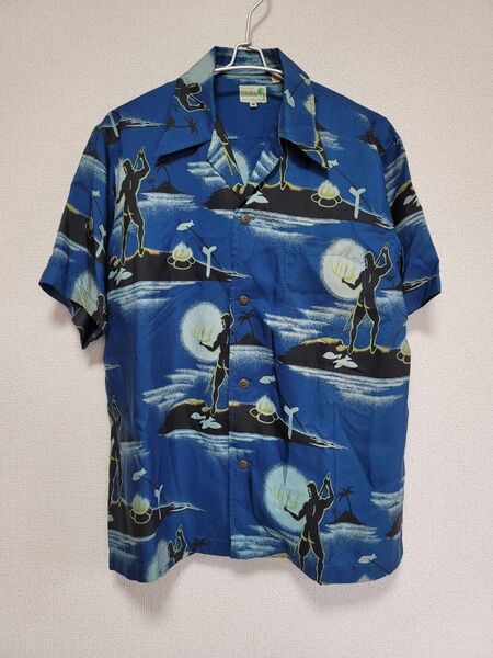 SUN SURF サンサーフアロハシャツ M 漁り火柄 レトロアロハシャツ シルクアロハシャツ メンズアロハシャツ アロハシャツ