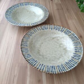 松葉十草リム深皿・2枚 美濃焼〈新品・未使用〉
