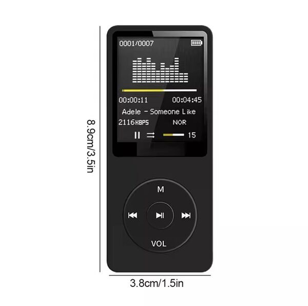 ポータブル MP3 プレーヤー充電式レコードノイズ伝導メディアロスレスポケットスポーツ音楽再生マイクウォークマンマシン ブラック