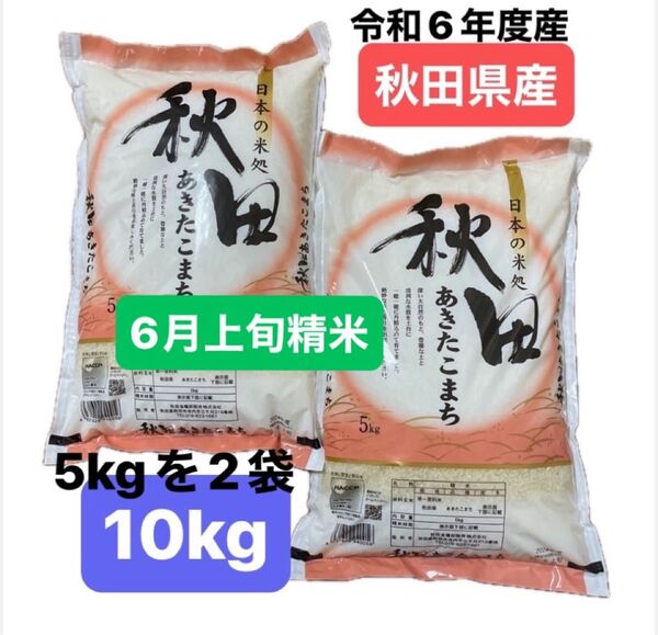【人気商品】秋田県産 秋田あきたこまち 白米 10キロ (5キロ を2袋)令和6年度産 令和7年6月上旬精米 本日発送