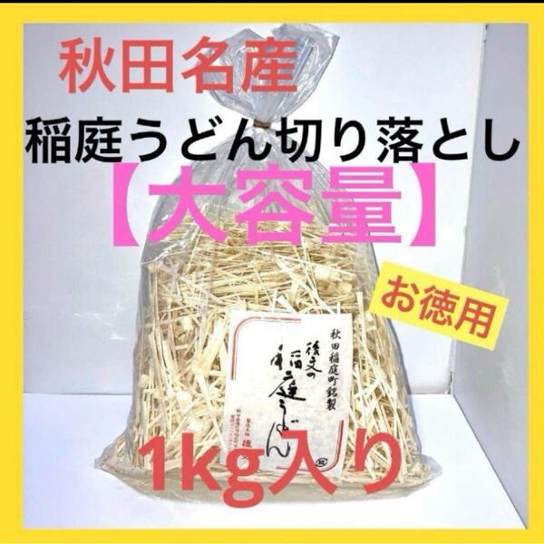 【大容量】後文 秋田県産 稲庭うどん 切り落とし1キロ 約10食分 お買得 家庭用