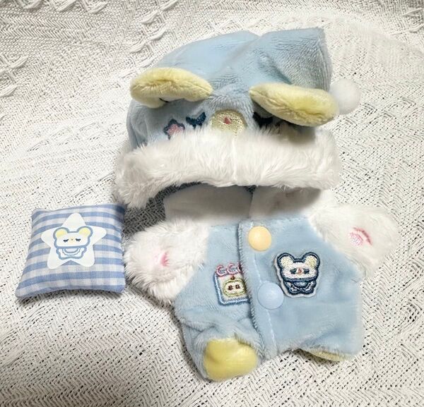 10cm ぬいぐるみ服 ぬい服 着せ替え パジャマ ブルー 3点セット
