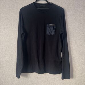 PRADA プラダ メンズ ロンT ロゴ入り ブラック