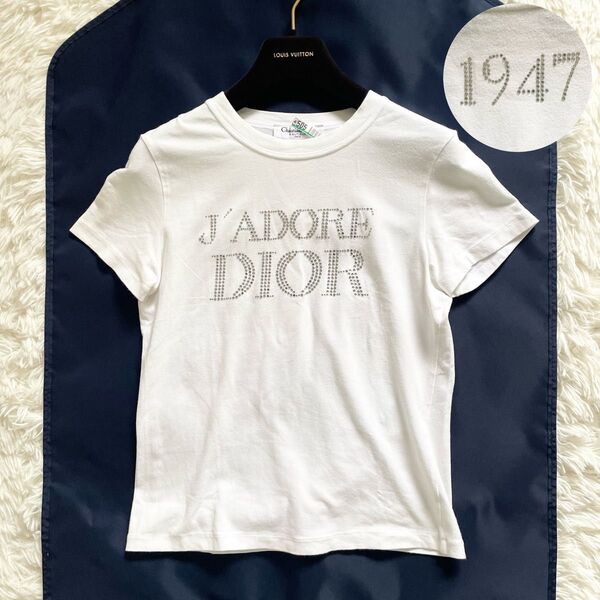 美品 ガリアーノ Christian Dior クリスチャンディオール Tシャツ ラインストーン ジャドール 大きいサイズXL
