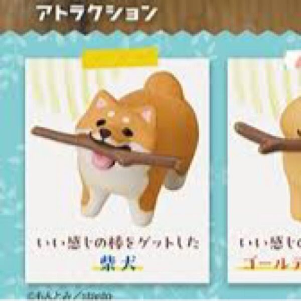 いい感じの棒をゲットした犬 柴犬 ガチャガチャ