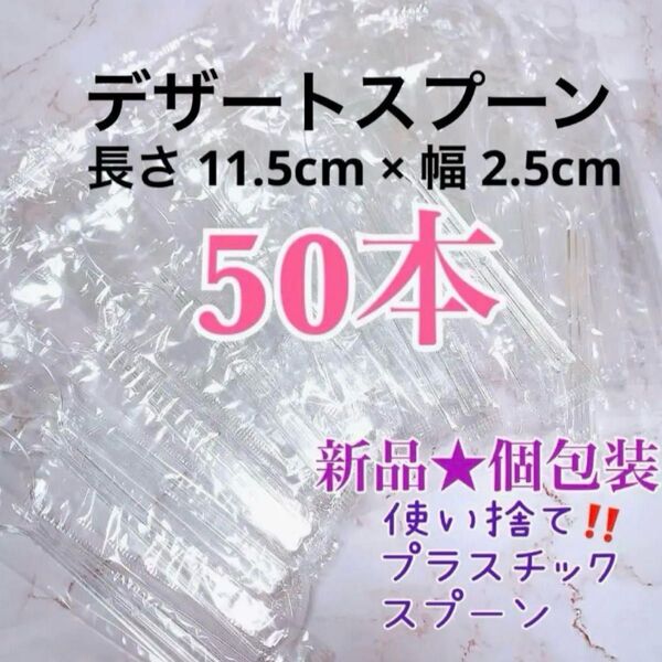 新品★個包装 デザートスプーン 50本セット プラスチック 使い捨て