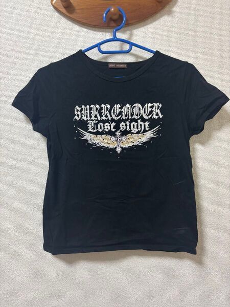 LIGHT HEARED Tシャツ 黒 ブラック ロゴ プリント