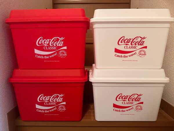 コカコーラ 収納ボックス クラシック ボックス インテリア キャンプ ホワイト レッド 組み合わせ自由 4個セット
