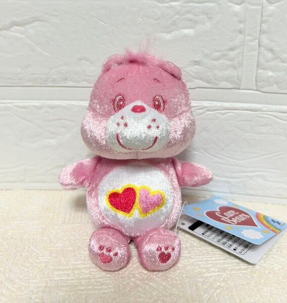 ケアベア シャイニーベロア マスコット ぬいぐるみ ラブアロットベア ピンク