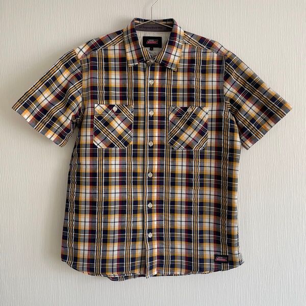 美品 Dickies 半袖チェックシャツ Mサイズ マルチカラー メンズ