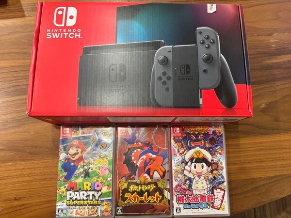 Nintendo Switch ニンテンドースイッチ グレー 任天堂 スイッチ 初期化済 ゲームソフト3本SET