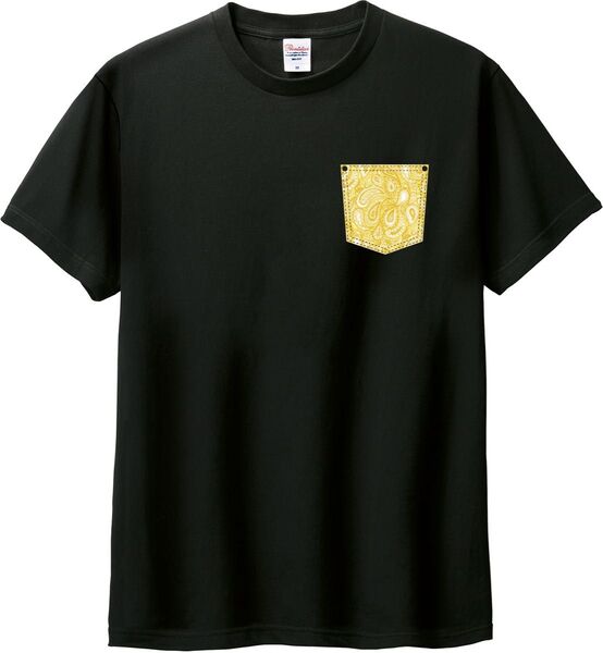 ペイズリー柄 ダミー胸ポケット Tシャツ ブラック M-XL 綿100% 5.6オンス パロディ ネタ 結構かっこいい