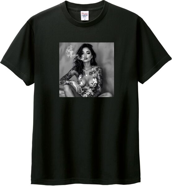 タトゥー ギャル Tシャツ ブラック M-XL 綿100% 5.6オンス パロディ ネタ 普通にかっこいい
