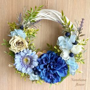 紫陽花 リース インテリア 約26cm ハンドメイド フラワーリース