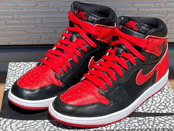 美品!ナイキ エアジョーダン1ハイ ヘリテージ ブレッドカスタム 27.5㎝ オマケ付 NIKE AIRJORDAN RETRO
