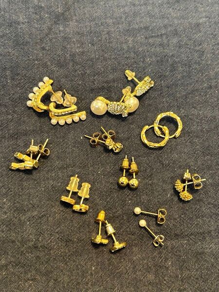 イヤリング アクセサリー ヴィンテージ カフス ゴールドカラー カフスボタン 50点セット