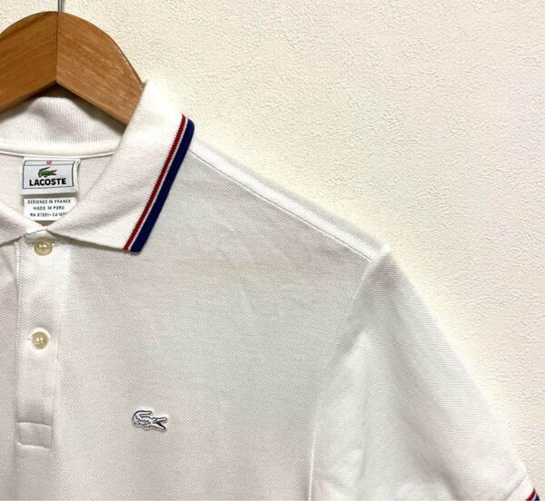 ラコステ ポロシャツ ホワイト リンガーネック 5191L テニスシャツ ゴルフ