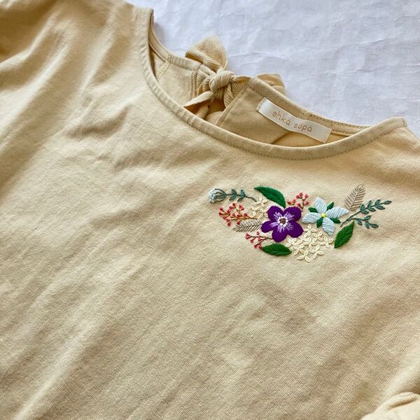 手刺繍入り 半袖カットソー