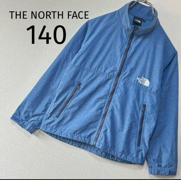 美品 ノースフェイス コンパクト ジャケット 撥水 140 デニム ブルー ナイロン THE NORTH FACE