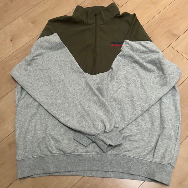 FRED PERRY ハーフジップスウェット オリーブグリーン/グレー