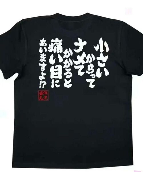 【ブラック Lサイズ】「小さいからってナメて…」半袖Tシャツ おもしろ ユニーク 日本語 漢字 黒