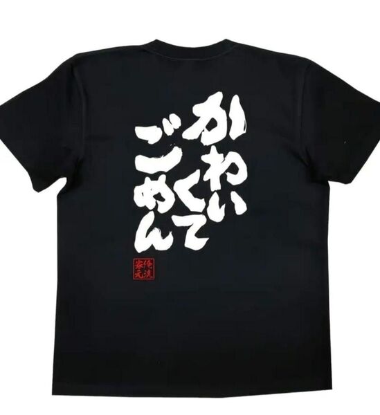 【ブラック Lサイズ】「かわいくてごめん」半袖Tシャツ おもしろ 日本語 夏 漢字 黒