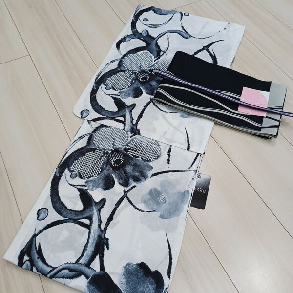新品 呉服屋 粋モダン!大人上品な 夏着物 浴衣3点セット