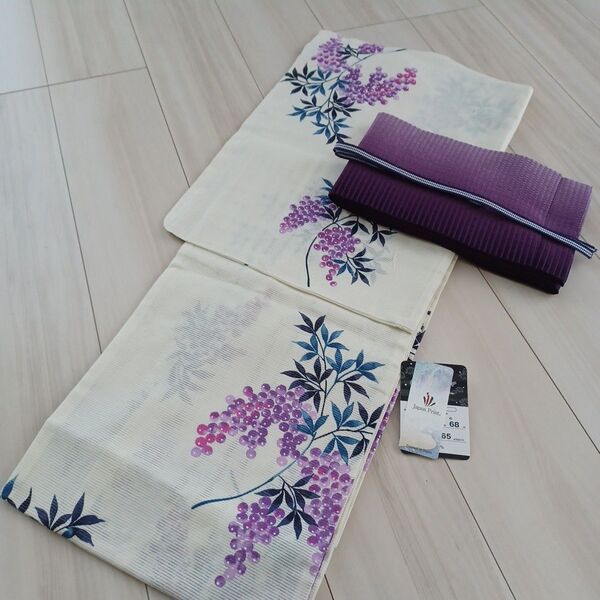 新品☆呉服屋♪高級綿絽!大人上品な山葡萄 高級夏着物 浴衣3点セット