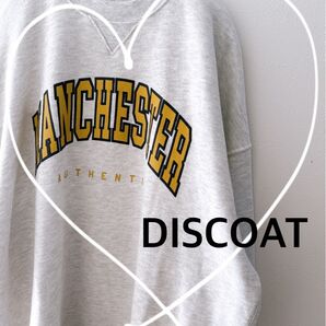 thank you SALE【DISCOAT(ディスコート)】ヘヴィウェイトカレッジロゴビッグスウェット ライトベージュ