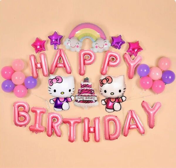 【美品】30個 ハローキティ誕生日パーティー風船セットバースデーバルーンサンリオ