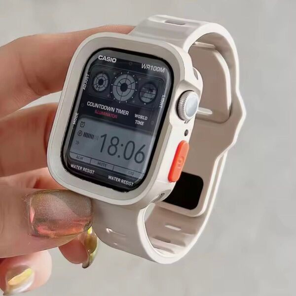 Apple Watch 44mm/45mmシリコンケース+シリコンバンド アップルウォッチ 44mm/45mm対応 2点セット