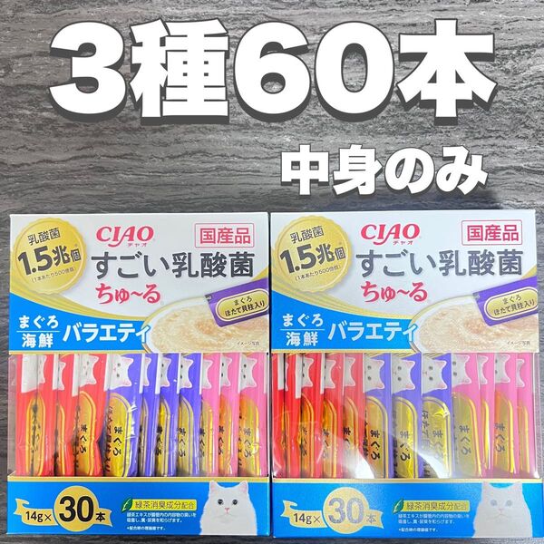 猫 いなば CIAO 国産品 すごい乳酸菌 ちゅーる 3種 14g×60本