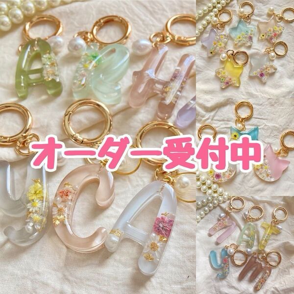 イニシャルチャーム 名前入れ ネコチャーム オーダー イニシャルキーホルダー ハンドメイド 推し活 おしゃれ 猫グッズ