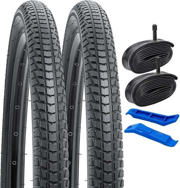 新品2本セット MTB 26x2.125 57-559 自転車 タイヤ+チューブ+タイヤレバー 米式バルブ32mm Y-1133
