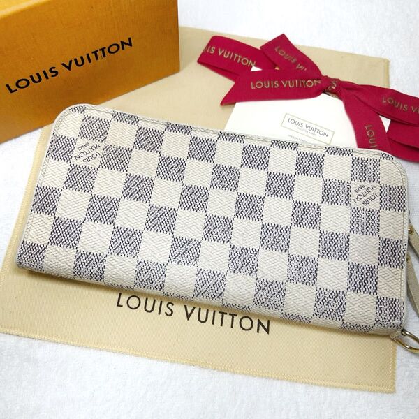 美品 ルイヴィトン ポルトフォイユアンソリット ダミエ アズール 長財布 LOUIS VUITTON ラウンドファスナー