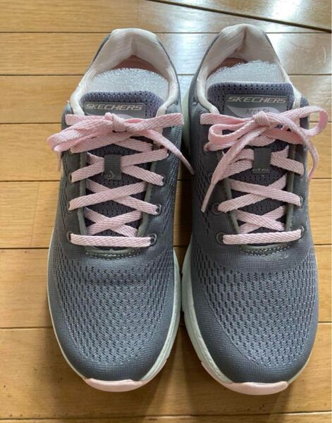 SKECHERS スケッチャーズ レディース スニーカー グレー/ピンク 24cm