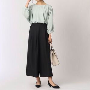 夏に!新品 未使用 タグ付き◆Mサイズ◆黒 ガウチョパンツ◆SHOO・LA・RUE DRESKIP◆麻調 サイドベルト ロング丈