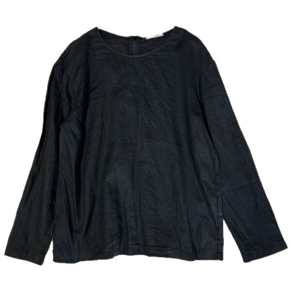 セオリーリュクス theory luxe プルオーバー カットソー Tシャツ 長袖 リネン100% 麻 黒 ブラック 38 M