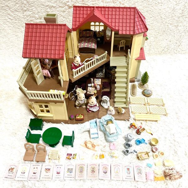 シルバニアファミリー まとめ売り あかりの灯る大きなお家 お家 人形 家具 小物 エポック社 ドールハウス ギフトセット