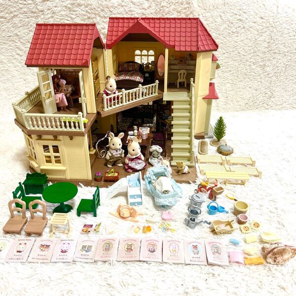 シルバニアファミリー まとめ売り あかりの灯る大きなお家 お家 人形 家具 小物 エポック社 ドールハウス ギフトセット