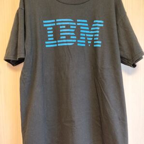 IBM企業ロゴTシャツLサイズY2Kブラック×ブルーロゴGILDANコットン綿100
