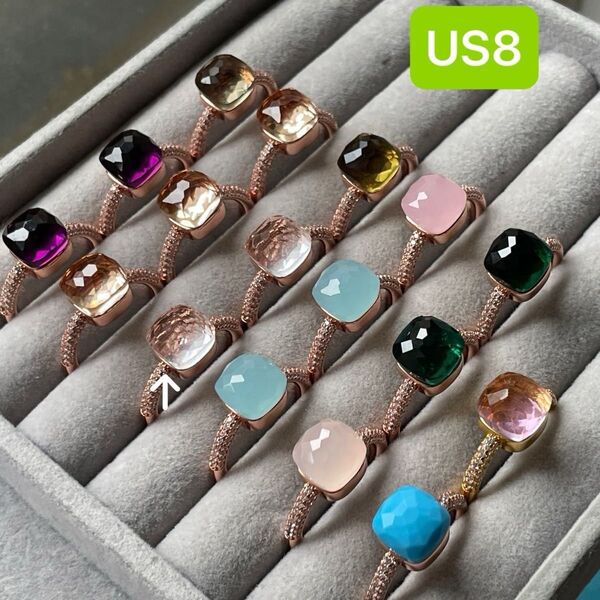US8【ぷるんとBパヴェPG】キャンディ風のリング カラーストーン 指輪 ジュエリー ring ヴィンテージ